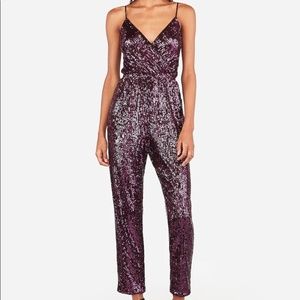 Express Sequin Jumpsuit - Plum color
